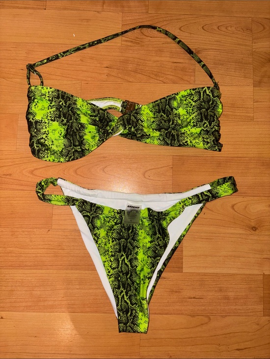 Bright Swimwear Other - Neon Green Snake-Print Bandeau Bikini Set